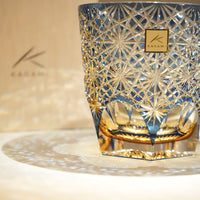 Kagami Crystal - Whisky Glass, Edo Kiriko Kasaneirome "Ogiku (chrysanthemum in abundance)" by Junichi Nabetani