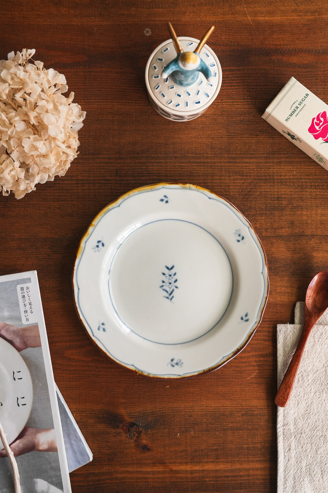 Kazuaki Shimura 志村和晃- Sometsuke Floral 6" Rimmed Plate KAS03