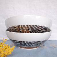 Minoware Ramen Bowl Blue & Brown