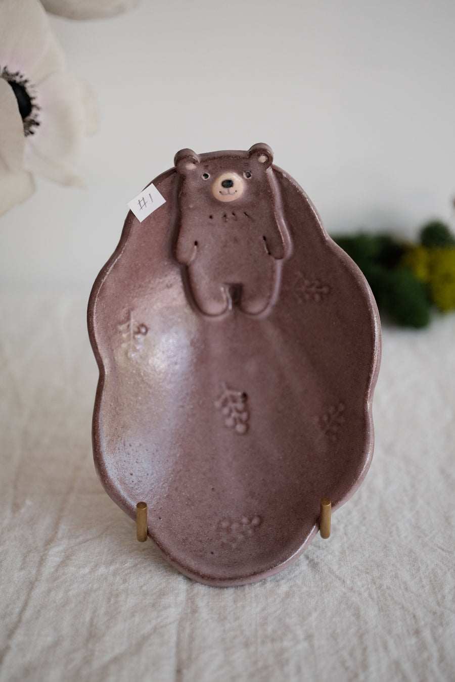 Tsubouchi Mayumi 坪内真弓 Bear Shaped Oval Mini Plate MT05 - Brown Bear