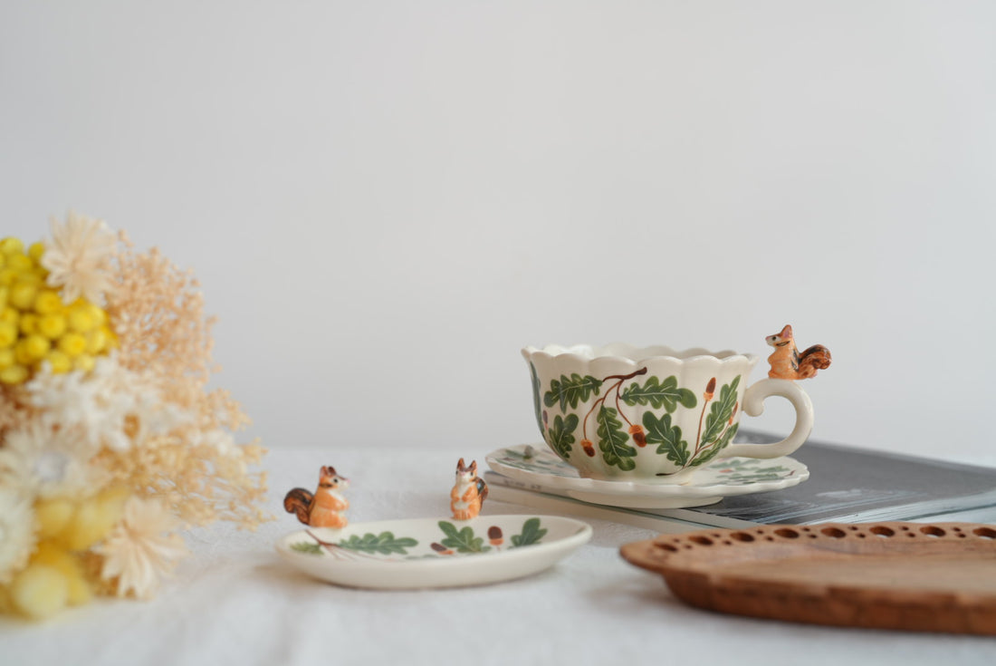 Sugar Poppo Mug with Saucer - Pinecone SP16