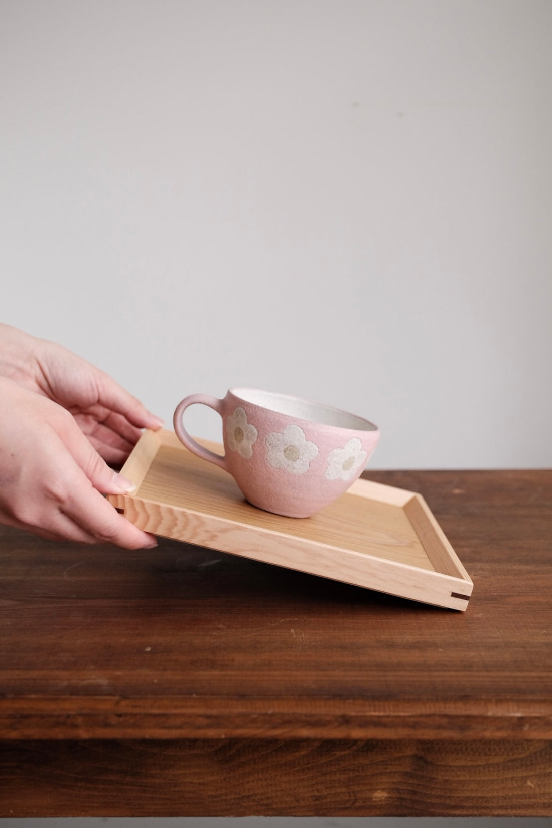 Non-Slip Surface Natural Wood Serving Tray