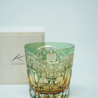 Kagami Crystal - Whiskey Glass, Edo Kiriko Kasaneirome "Gyoko (morning light)" by Satoshi Nabetani