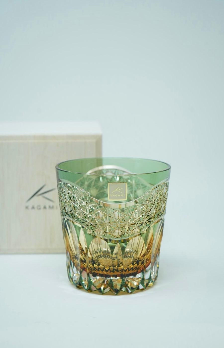 Kagami Crystal - Whiskey Glass, Edo Kiriko Kasaneirome "Gyoko (morning light)" by Satoshi Nabetani