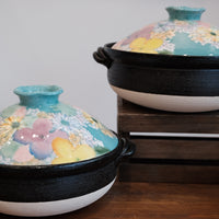 Setoware Flower Donabe Claypot - Sky