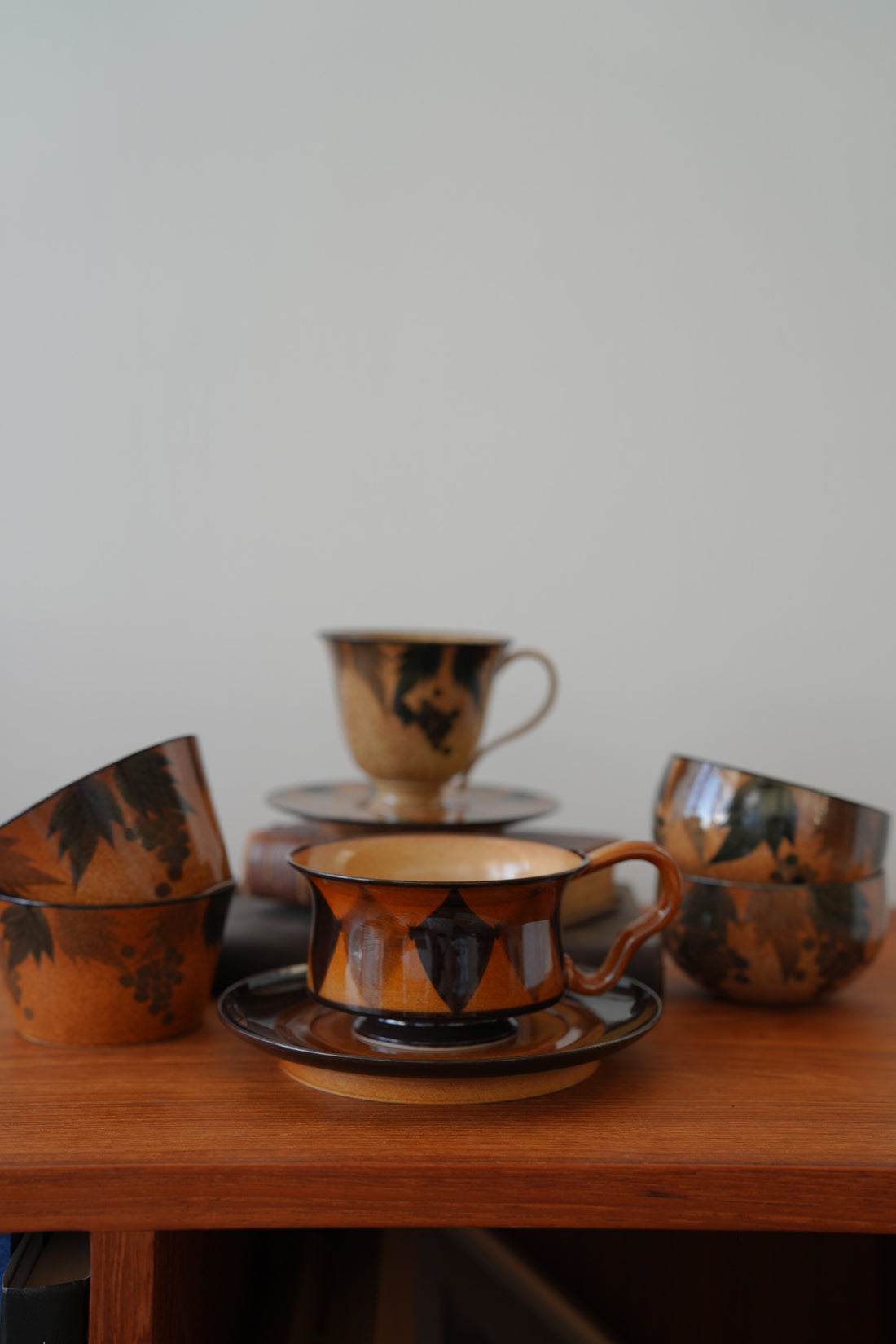 SiShuang Retro Checked Coffee Cup w Saucer Set
