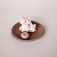 Japanese Clay Animals Incense Holder - Cat Collection