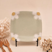 Kei Mitsumochi ミツ持啓 17cm Rectangle Plate - Green Flower KM29