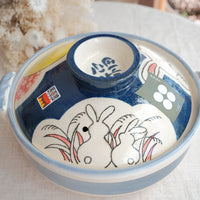 Donabe Banko Ware No.8 Rabbit and Moon Clay Pot