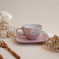 Kei Mitsumochi ミツ持啓 17cm Rectangle Plate - Pink Flower KM28