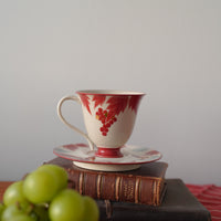SiShuang Red Grape Coffee Cup w Saucer Set
