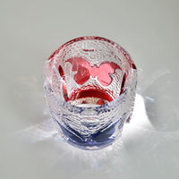 Edo Kiriko Whisky Glass Rock Glass "Butterfly" Purple/Red by Junichi Nabetani, Master of traditional crafts