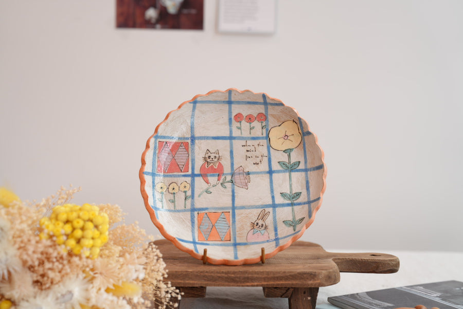 Cozy Nook - Checkered Pattern Fluted Round Plate- CN14 #4