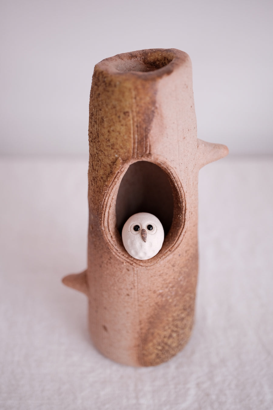 Shigaraki Ware Miniature Owl Vase