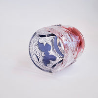 Edo Kiriko Whisky Glass Rock Glass "Butterfly" Purple/Red by Junichi Nabetani, Master of traditional crafts