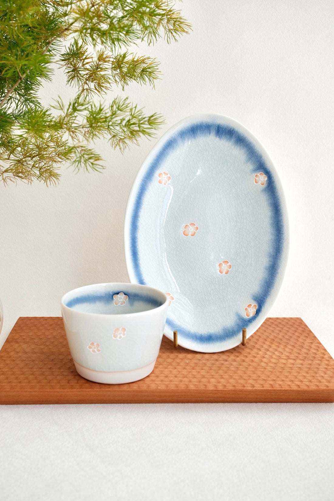 Mino Ware Sakura Free Cup and Plate