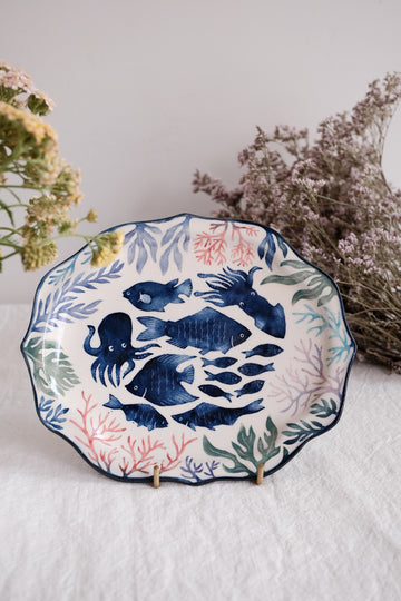 Nakagaki Tomoko Kohiki Hand Painted Flower Shaped Plate  - KP5 #2