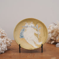 Tomoko Kubo コンガリ舍 Large Cat Plate TK19