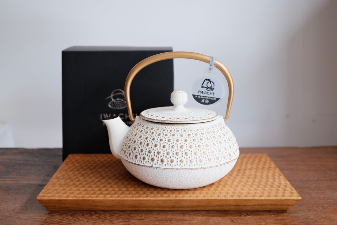 IWACHU Iron Teapot - White Gold - Dots Pattern