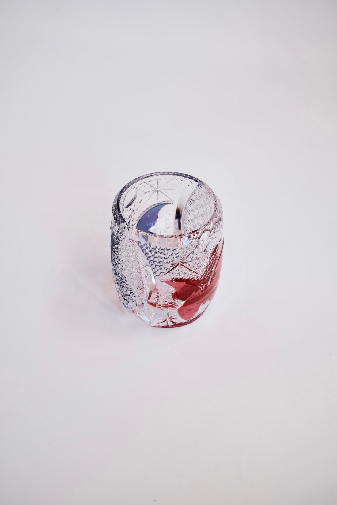 Edo Kiriko Whisky Glass Rock Glass "Butterfly" Purple/Red by Junichi Nabetani, Master of traditional crafts