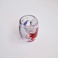 Edo Kiriko Whisky Glass Rock Glass "Butterfly" Purple/Red by Junichi Nabetani, Master of traditional crafts