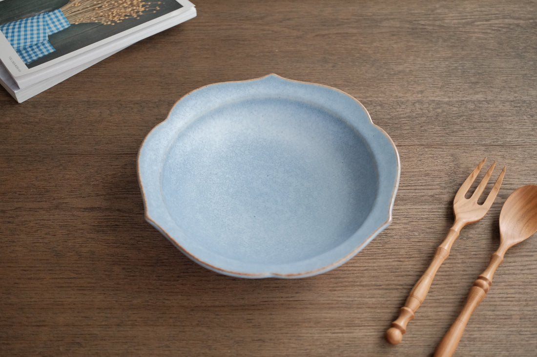 Norio Nakabayashi 中林範夫 Floral Shaped Deep Plate - Light Blue NN03