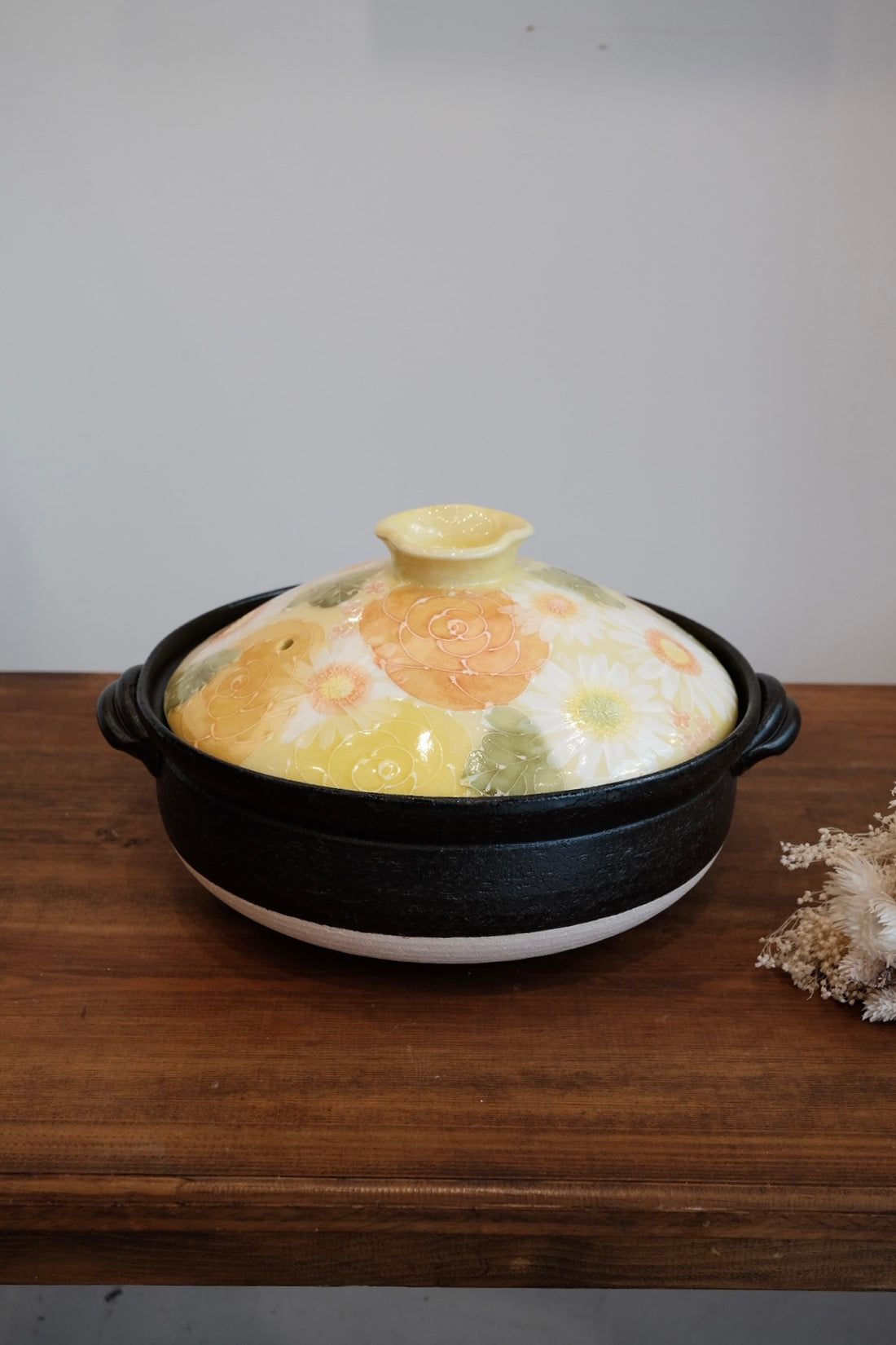 Setoware Flower Donabe Claypot - Yellow