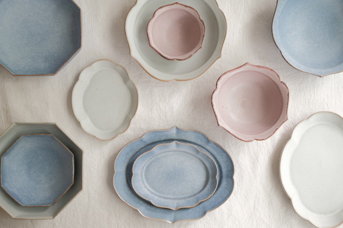 Norio Nakabayashi 中林範夫 Floral Shaped Deep Plate - Blue NN04