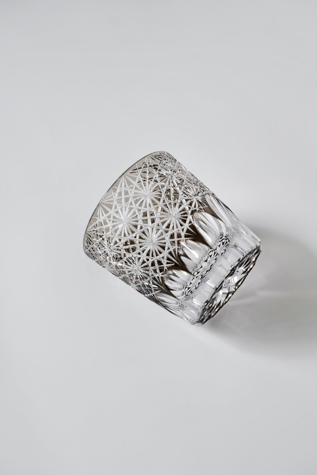 Edo Kiriko Whisky Glass Rock Glass "Large Chrysanthemum" Black by Junichi Nabetani, Master of traditional crafts