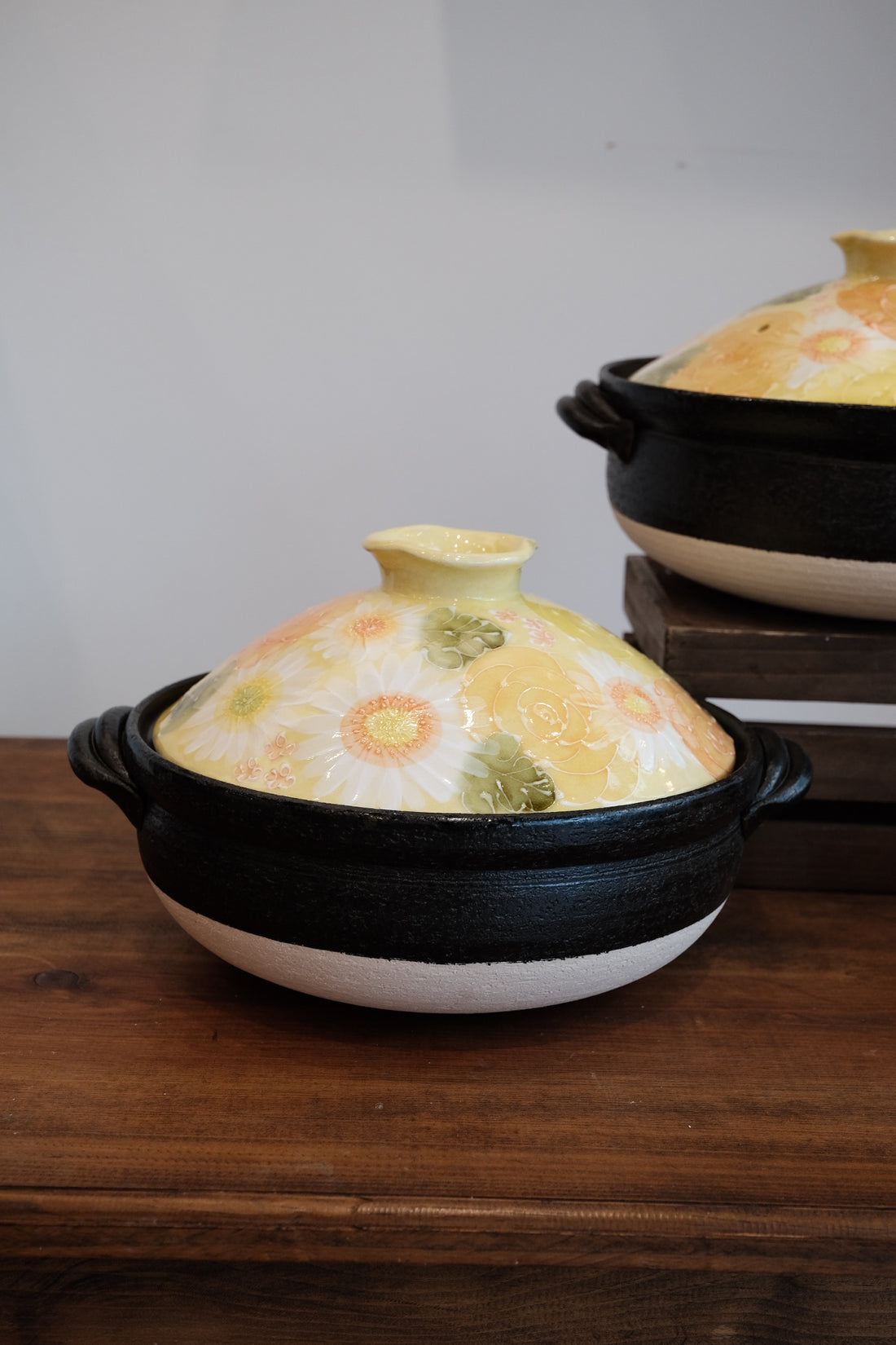 Setoware Flower Donabe Claypot - Yellow