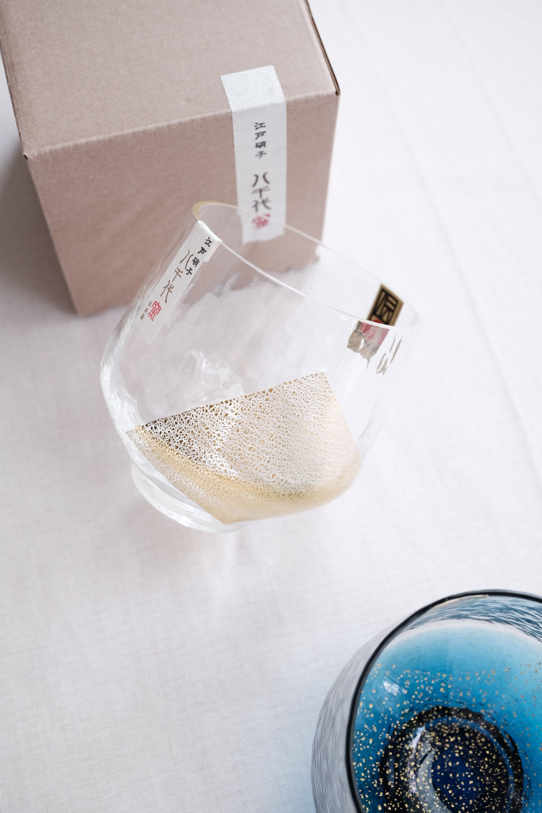 Toyosasaki Edo Glass Tumbler - Clear with Gold Decoration