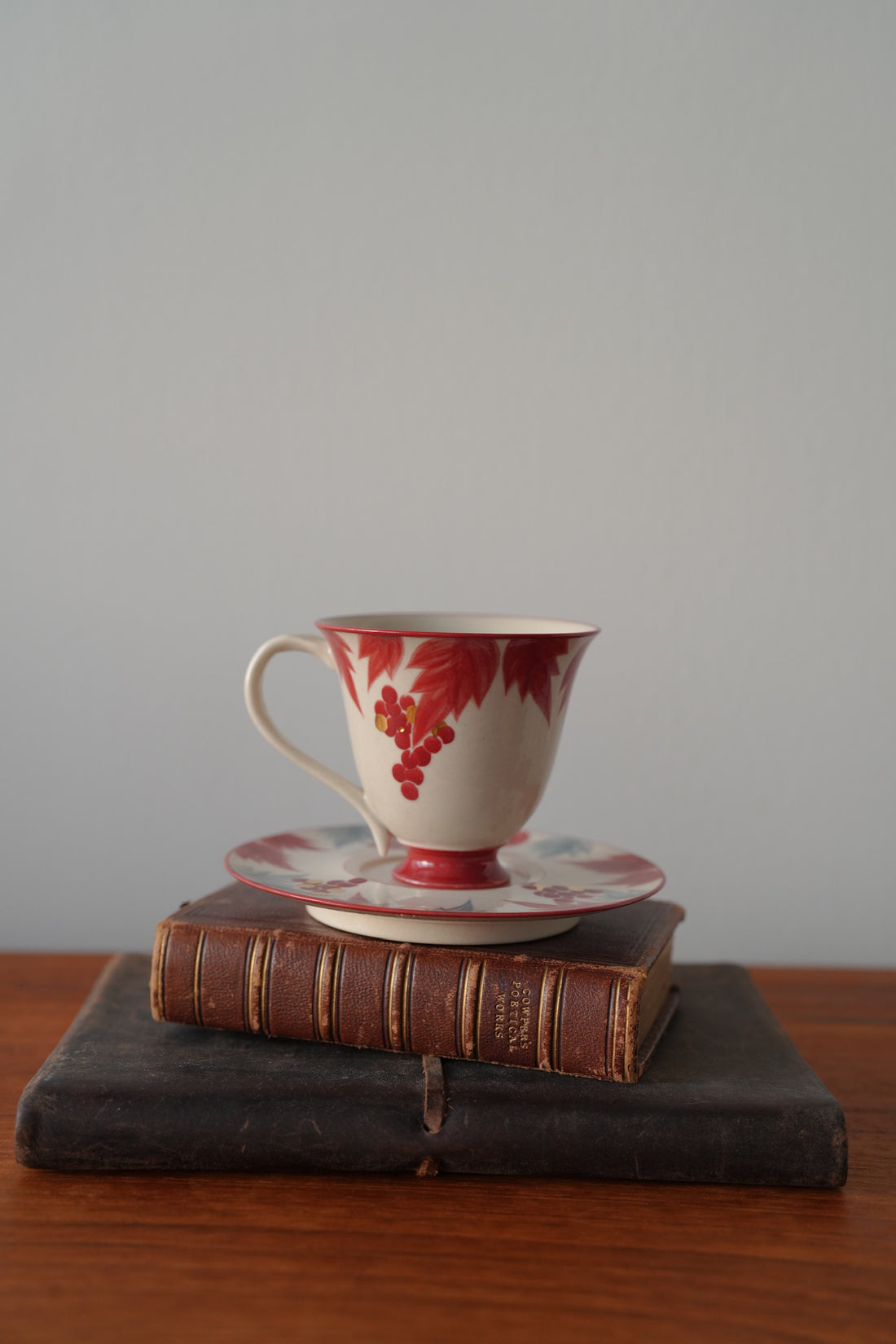SiShuang Red Grape Coffee Cup w Saucer Set