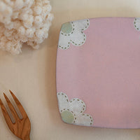 Kei Mitsumochi ミツ持啓 17cm Rectangle Plate - Pink Flower KM28