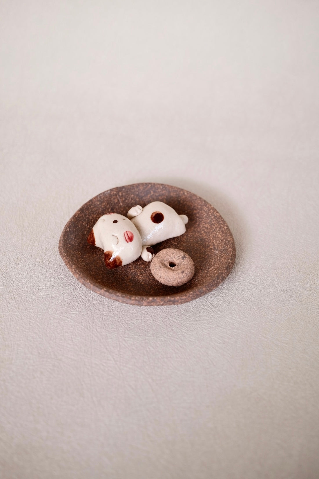 Japanese Clay Animals Incense Holder - Cat Collection