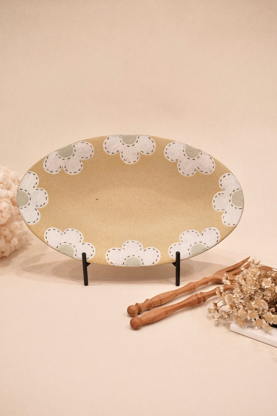 Kei Mitsumochi ミツ持啓 Flower Oval Plate  KM45