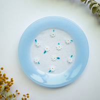 Fuji Glass Studio Flower Plate Blue Rim 13cm