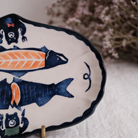 Nakagaki Tomoko Kohiki Hand Painted Oval Plate - KP1