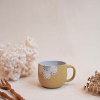 Kei Mitsumochi ミツ持啓 Flower Egg Shaped Mug and Saucer - Yellow KM77