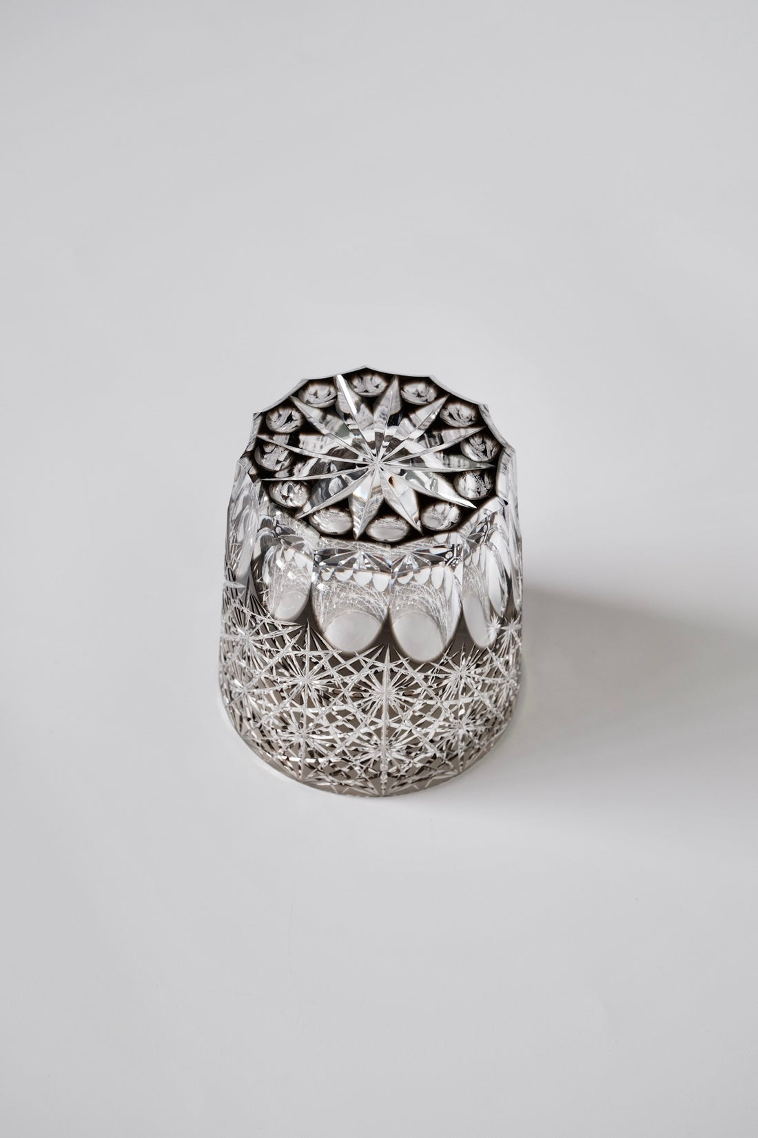 Edo Kiriko Whisky Glass Rock Glass "Large Chrysanthemum" Black by Junichi Nabetani, Master of traditional crafts