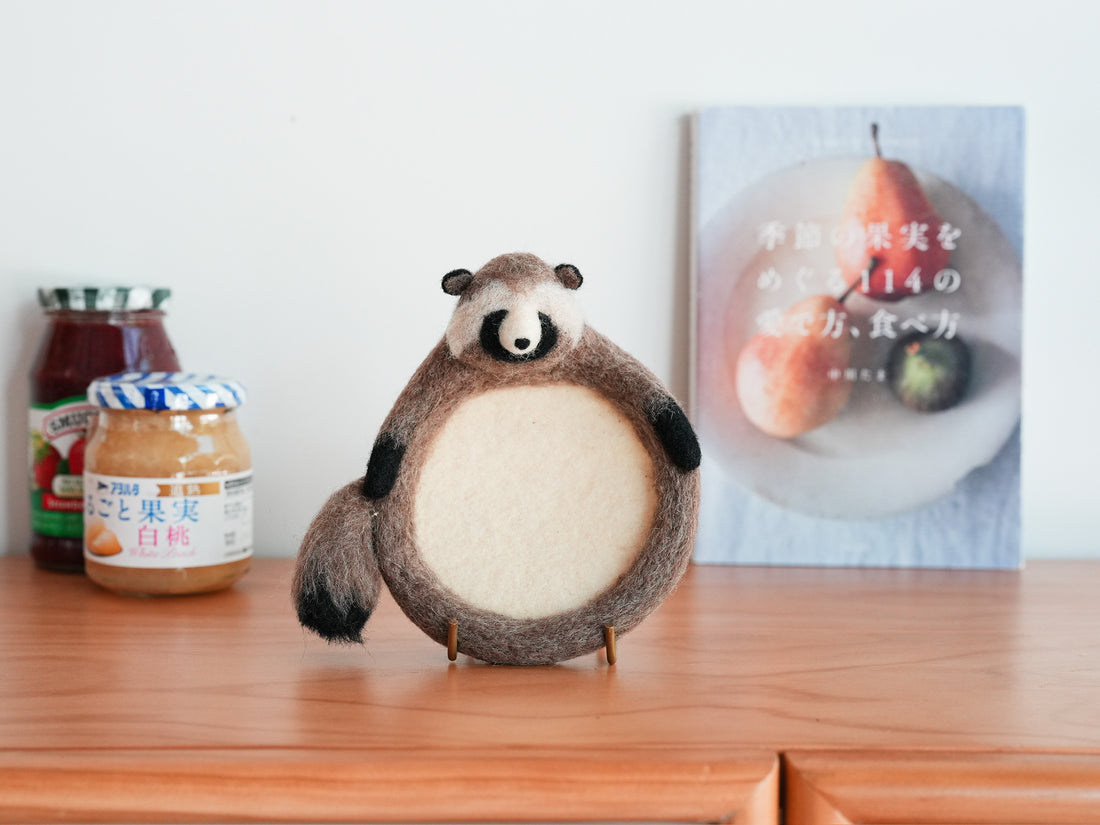 Aya and Yoshiko Wool Felt Animal Coaster -  Raccoon YS10
