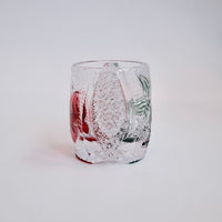 Edo Kiriko Whisky Glass Rock Glass "Buttfly with Flower" Green/Red by Junichi Nabetani, Master of traditional crafts