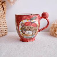 Asako Yamaguchi 山口麻子 Animal Tall Mug with Deco on Handle AI04