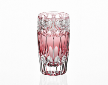 Kagami Crystal - Slim Glass, Edo Kiriko "Koka (Shining flowers)" Red