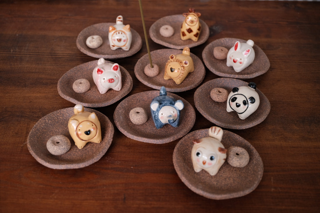 Japanese Clay Animals Incense Holder - Animal Collection