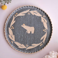 Ryoma Tanaka 田中遼馬 Large Flare Plate - Polar Bear and Wreath