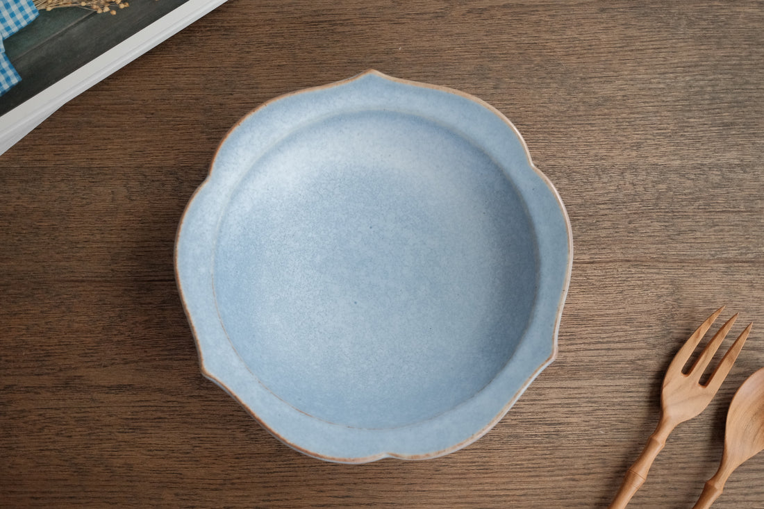 Norio Nakabayashi 中林範夫 Floral Shaped Deep Plate - Light Blue NN03