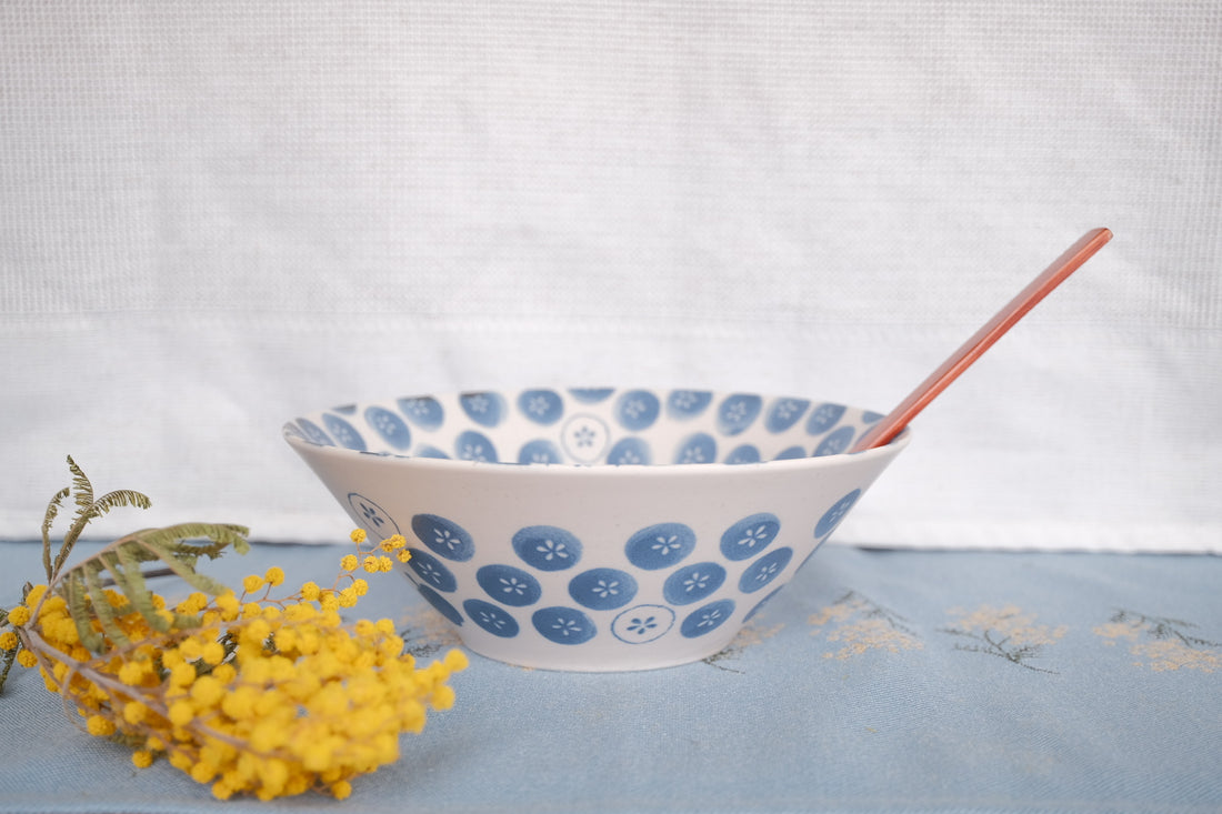Minoware Ramen Bowl Flowers & Peanuts
