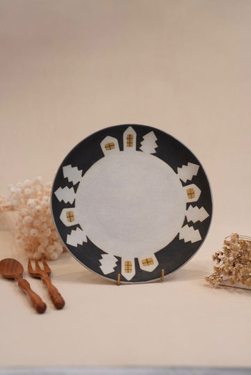 Kei Mitsumochi ミツ持啓 House and Trees Large Round Plate  KM36