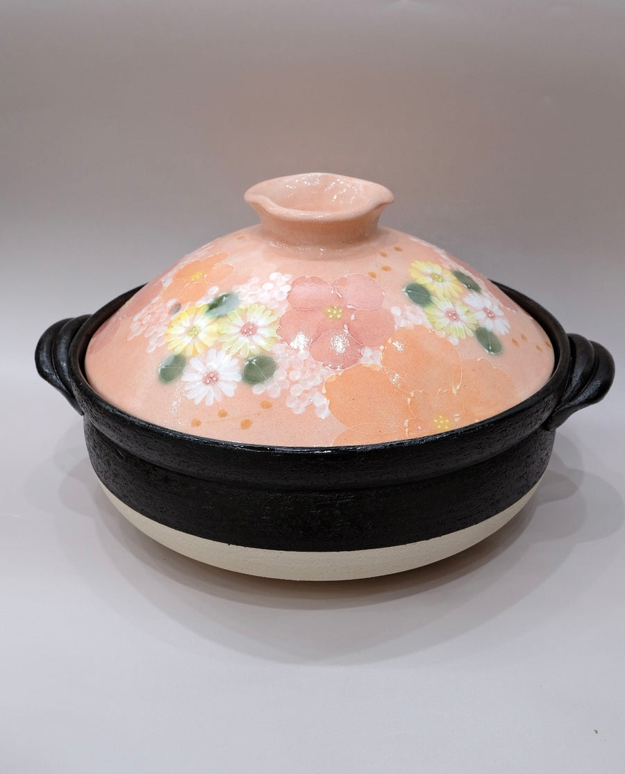 Setoware Flower Donabe Claypot - Size 8