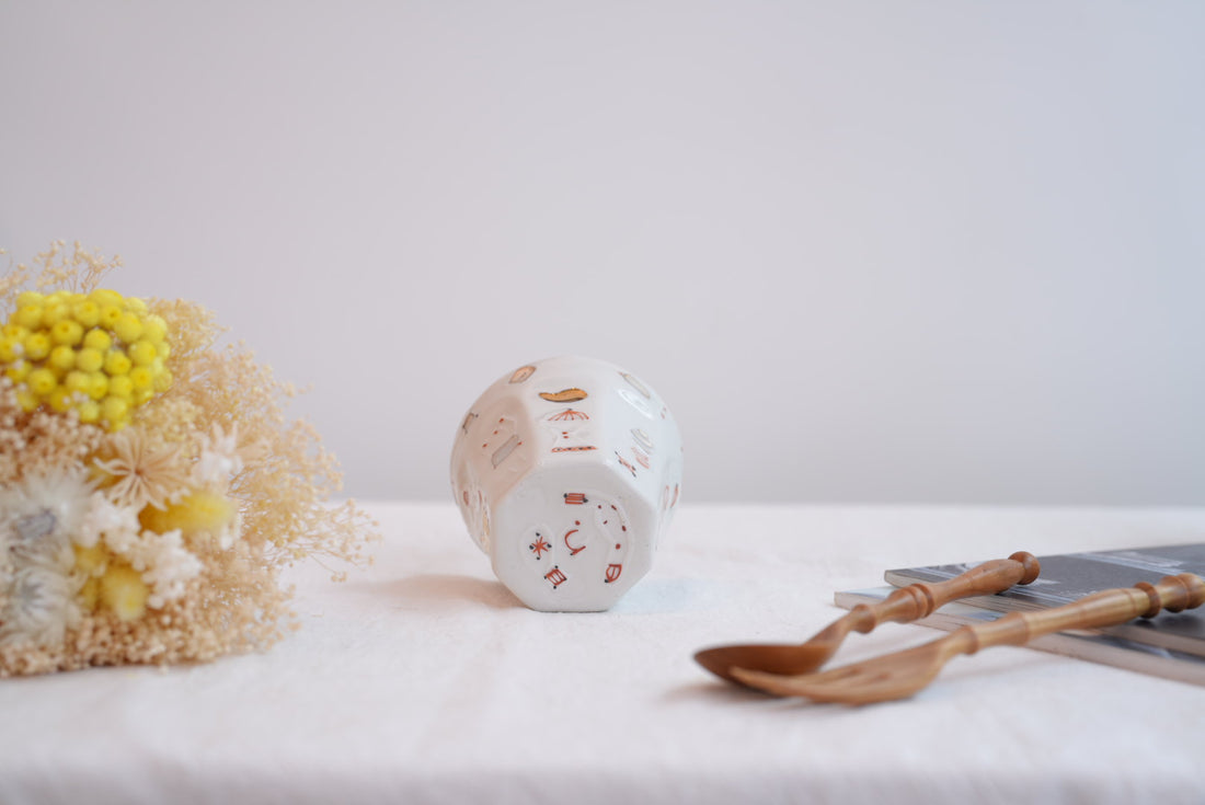 Hamasaka Naoko 浜坂尚子  Hand Painted Gold Deco Octagon Cup - HN09 #2